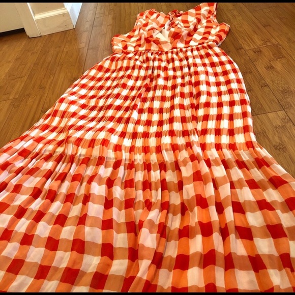 Curry orange checkered dress - Picture 2 of 5